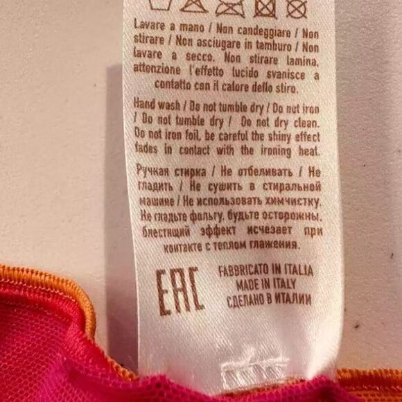 NWT OSEREE SWIMWEAR | Lamé Double Mini Pareo Skirt In orange & Fuscia  Size M/L - Picture 9 of 10